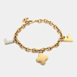 Pre Owned Louis Vuitton Gold Plated Love Letter Bracelet