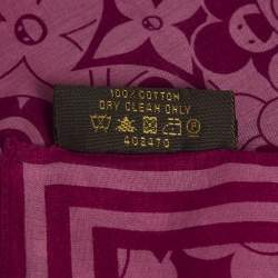 Pre Owned Louis Vuitton x Takashi Murakami Pink Monogram Cotton Scarf