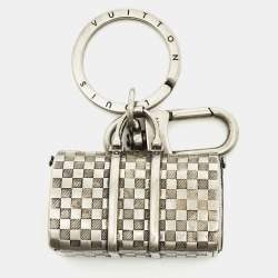 Pre Owned Louis Vuitton Damier The Keepall Silver Tone Charm Keychain