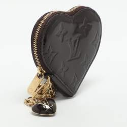 Pre Owned Louis Vuitton Heart Amarante Monogram Vernis Coin Purse