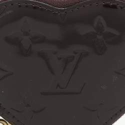 Pre Owned Louis Vuitton Heart Amarante Monogram Vernis Coin Purse