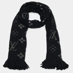 مملوكة مسبقًا وشاح لوي فيتون صوف شعار لوقومانيا أسود لامع