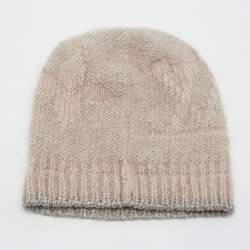 مملوكة مسبقًا Louis Vuitton Champagne Pink Monogram Lurex Mohair Wool Beanie & Scarf