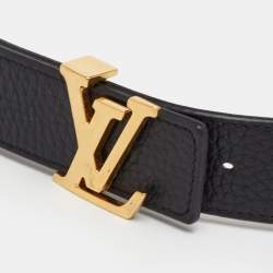 Pre Owned حزام لوي فيتون LV إنشيالز جلد أسود/بني قابل للعكس 80 سم