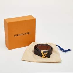 Pre Owned حزام لوي فيتون LV إنشيالز جلد أسود/بني قابل للعكس 80 سم