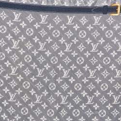Pre Owned Louis Vuitton Blue Iventeur Monogram Print Silk Square Scarf