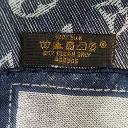 Pre Owned Louis Vuitton Blue Iventeur Monogram Print Silk Square Scarf