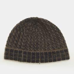 مملوكة مسبقًا Louis Vuitton Blue Mohair Wool Logo Detail Scarf and Beanie Set 