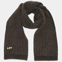 مملوكة مسبقًا Louis Vuitton Blue Mohair Wool Logo Detail Scarf and Beanie Set 