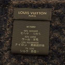 مملوكة مسبقًا Louis Vuitton Blue Mohair Wool Logo Detail Scarf and Beanie Set 
