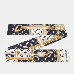 Pre Owned Louis Vuitton Black Silk Monogram Confidential Bandeau Scarf