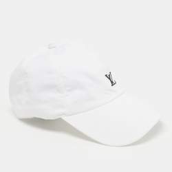 Pre Owned Louis Vuitton White Cotton LV League Cap