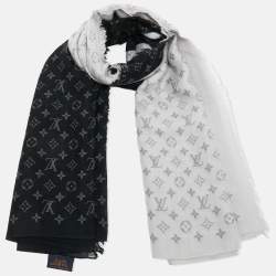 Pre Owned Louis Vuitton Black/Grey Monogram Cashmere Blend Scarf