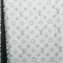 Pre Owned Louis Vuitton Black/Grey Monogram Cashmere Blend Scarf