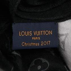 Pre Owned Louis Vuitton Black/Grey Monogram Cashmere Blend Scarf