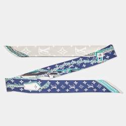 Pre Owned باندو حرير مونوغرامي لويس فيتون أزرق/رمادي النهائي