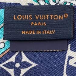 Pre Owned باندو حرير مونوغرامي لويس فيتون أزرق/رمادي النهائي