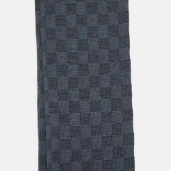 Pre Owned Louis Vuitton Blue Damier Wool Scarf