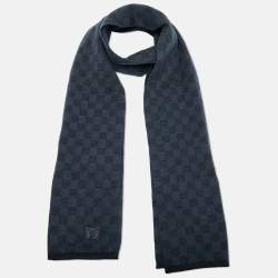 Pre Owned Louis Vuitton Blue Damier Wool Scarf