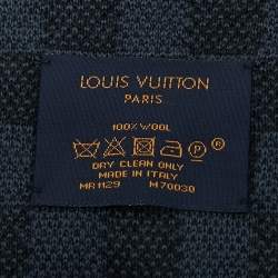 Pre Owned Louis Vuitton Blue Damier Wool Scarf