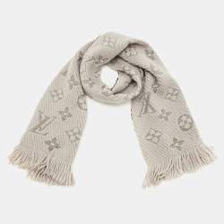 Pre Owned وشاح لوي فيتون صوف رمادي شعار إنتارسيا