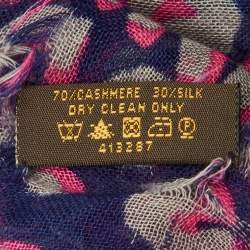 مملوكة مسبقًا Louis Vuitton Pink/Blue Leopard Graffiti Print Cashmere & Silk Scarf