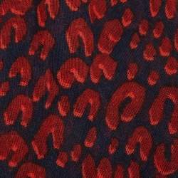 Pre Owned Louis Vuitton X Stephen Sprouse Red Leopard Graffiti Print Cashmere & Silk Scarf