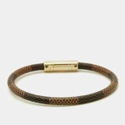 Pre Owned Louis Vuitton Keep It Bracelet Canvas Gold Tone Bracelet