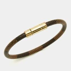 Pre Owned Louis Vuitton Keep It Bracelet Canvas Gold Tone Bracelet