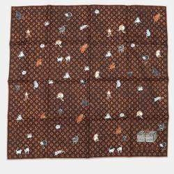 مملوكة مسبقًا Louis Vuitton Carre Catogram Size 90 Brown/Orange Silk