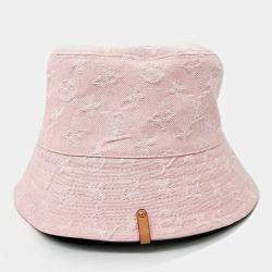 Pre Owned Louis Vuitton Denim Pink Reversible Bucket Hat