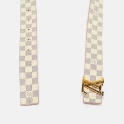Pre Owned Louis Vuitton LV Initiales 80CM Belt Rose Poudre Damier Azur Canvas