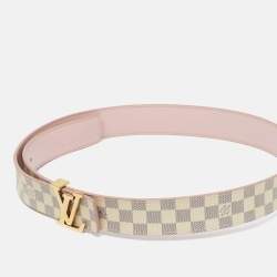 Pre Owned Louis Vuitton LV Initiales 80CM Belt Rose Poudre Damier Azur Canvas