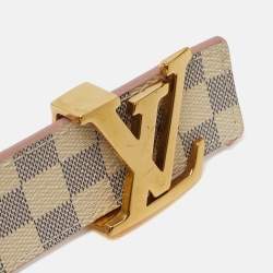 Pre Owned Louis Vuitton LV Initiales 80CM Belt Rose Poudre Damier Azur Canvas