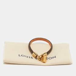 Pre Owned سوار لويس فيتون ألوان بنية مونوغرام قماش معدن لون ذهبي ألما