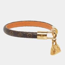 Pre Owned سوار لويس فيتون ألوان بنية مونوغرام قماش معدن لون ذهبي ألما