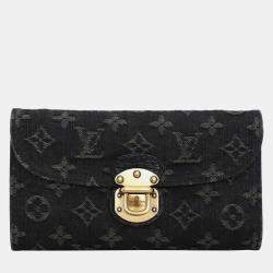 مملوكة مسبقًا Louis Vuitton Vintage Amelia Black Monogram Denim Long Wallet