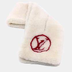 Pre Owned Louis Vuitton shearling white muffler