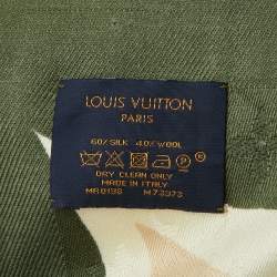 Pre Owned Louis Vuitton Green/Beige Monogram Kaleidogram Silk & Wool Shawl
