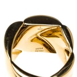 Pre Owned Louis Vuitton Gold Tone Chunky Ring Size 57