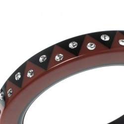 مملوكة مسبقًا Louis Vuitton Black & Red Resin Crystal Zig Zag Wide Bangle Bracelet