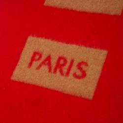 مملوكة مسبقًا Louis Vuitton Red and Camel Cashmere Fringe Trim Baroda Scarf