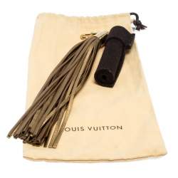 مملوكة مسبقًا دلاية حقيبة لوي فيتون شراريب جلد وقماش بنية وذهبية ميتاليك