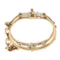 Pre Owned Louis Vuitton Lock Me Frame Gold Tone Cuff Bracelet