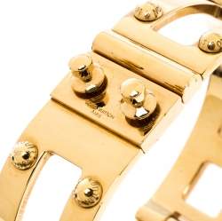 Pre Owned Louis Vuitton Lock Me Frame Gold Tone Cuff Bracelet