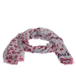 Louis Vuitton Grey & Pink Leopard Confetti Print Cashmere Silk Scarf Louis Vuitton | TLC