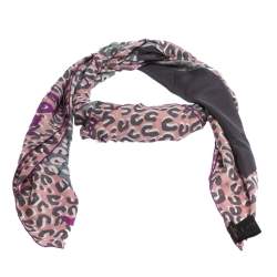 Louis Vuitton Blue and Pink Graffiti Leopard Stephen Sprouse Scarf