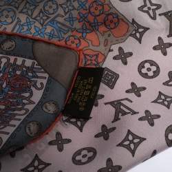Pre Owned Louis Vuitton Pale Pink Monogram World Map Print Silk Square Scarf