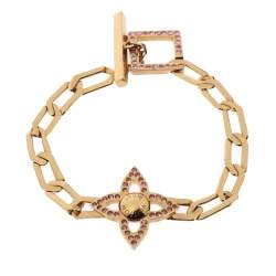 Pre Owned Louis Vuitton Crystal Monogram Idylle Gold Tone Toggle Bracelet