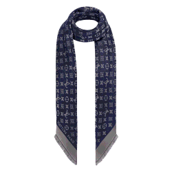 مملوكة مسبقًا وشاح لوي فيتون لامع مونوغرامي أزرق نوي